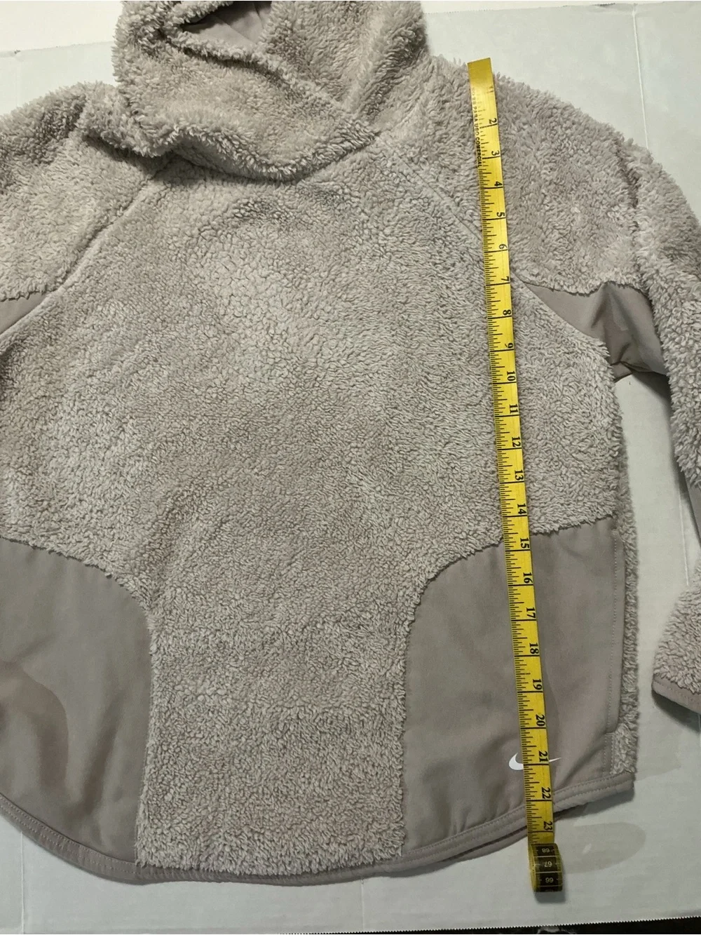 Nike Women’s Beige Sherpa Fleece Pullover Hoodie